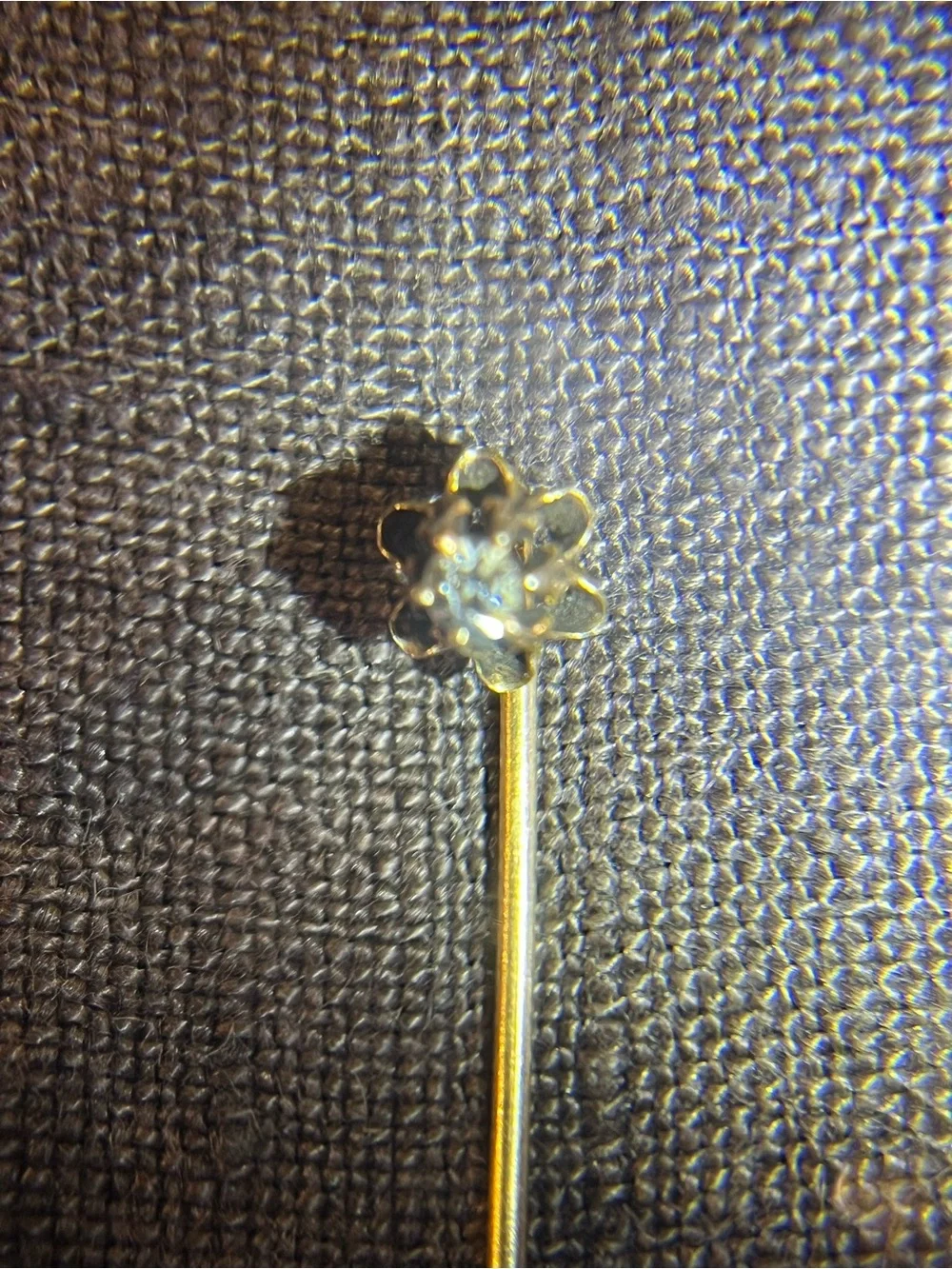 Antique 14K Gold & Diamond Starburst Stick Pin with 